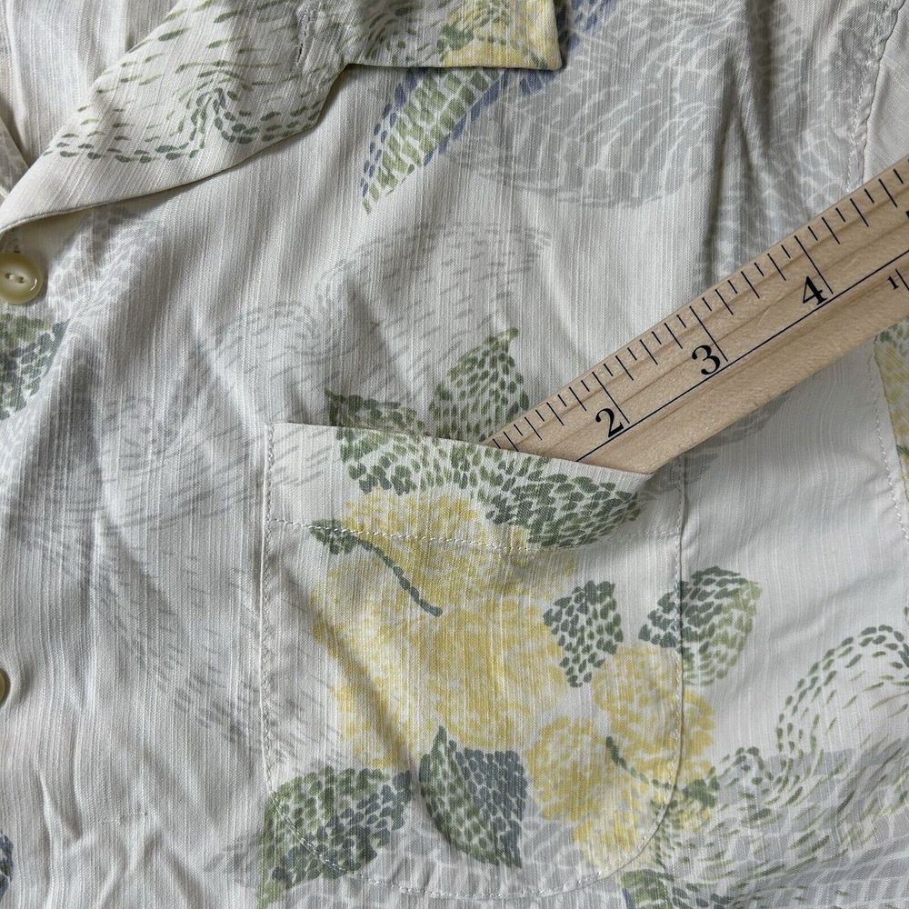 Tommy Bahama Shirt Mens Large Yellow Hawaiian Floral 100% Silk Tropical Summer - Picture 6 of 8